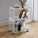2119 Rolling Utility Cart Tower Rack for Kitchen Bathroom Laundry Dining Room Places,Acrylic Mobile Storage Cart On Wheels