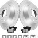 MOTOREVO Rear Brake Kit for CR-V 2005-2016, Geomet Anti-Rust, High-Carbon Alloy Drilled & Slotted Back Rotors & Ceramic Pads Universal Fit 2005 2006 2007 2008 2009 2010 2011 2012 2013 2014 2015 2016