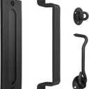 Barn Door Handles Matte Black - Easy to Install, Heavy Duty Barn Door Handle with Flush Pull and Lock Latch