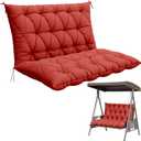 Porch Swing Cushion with Backrest,Waterproof Bench Cushion for Outdoor Furniture,2-3 Seater Replacement Thickened 5 in swing cushion,with Ties,Patio,Outdoor,Backyard and Garden (Red,47x40 in)