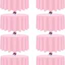 8 Packs 90 Inch Pink Tablecloth Round Tablecloth for Circle Tables, Washable Polyester Table Cloth, Wrinkle Resistant Round Cover for Spring Wedding Party Banquet Dining
