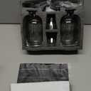 Black Glass Mouthwash Dispenser with Cups, 12.7 oz, 2 Pack - Clear Mouthwash Bottle with 304 Stainless Steel Spout & Minimalist Labels, Style Mouthwash Container for Bathroom