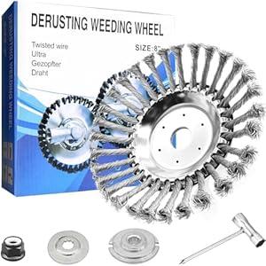 CZS 8 Inch Unbreakable Wired Trimmer Blade, Steel Wire Cutter Trimmer Head, Wire Rotary Brush Weed Trimmer Head, Weed Eater Head with Adapter Kit for Moss Grass Rust Removal
