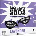 Molly's Suds Fabric Softener Dryer Sheets for Sensitive Skin | Plant-Based Static Reducer, Plastic-Free Packaging | Lavender (120 Sheets)
