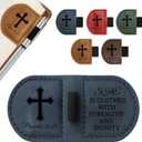 Bygone Mark Personalized Magnetic Leather Bookmark with Pen Holder - Inspirational Bible Verse Scripture Design, Custom Book Marker for Book Lovers Men Women (Blue-Proverbs 31:25)