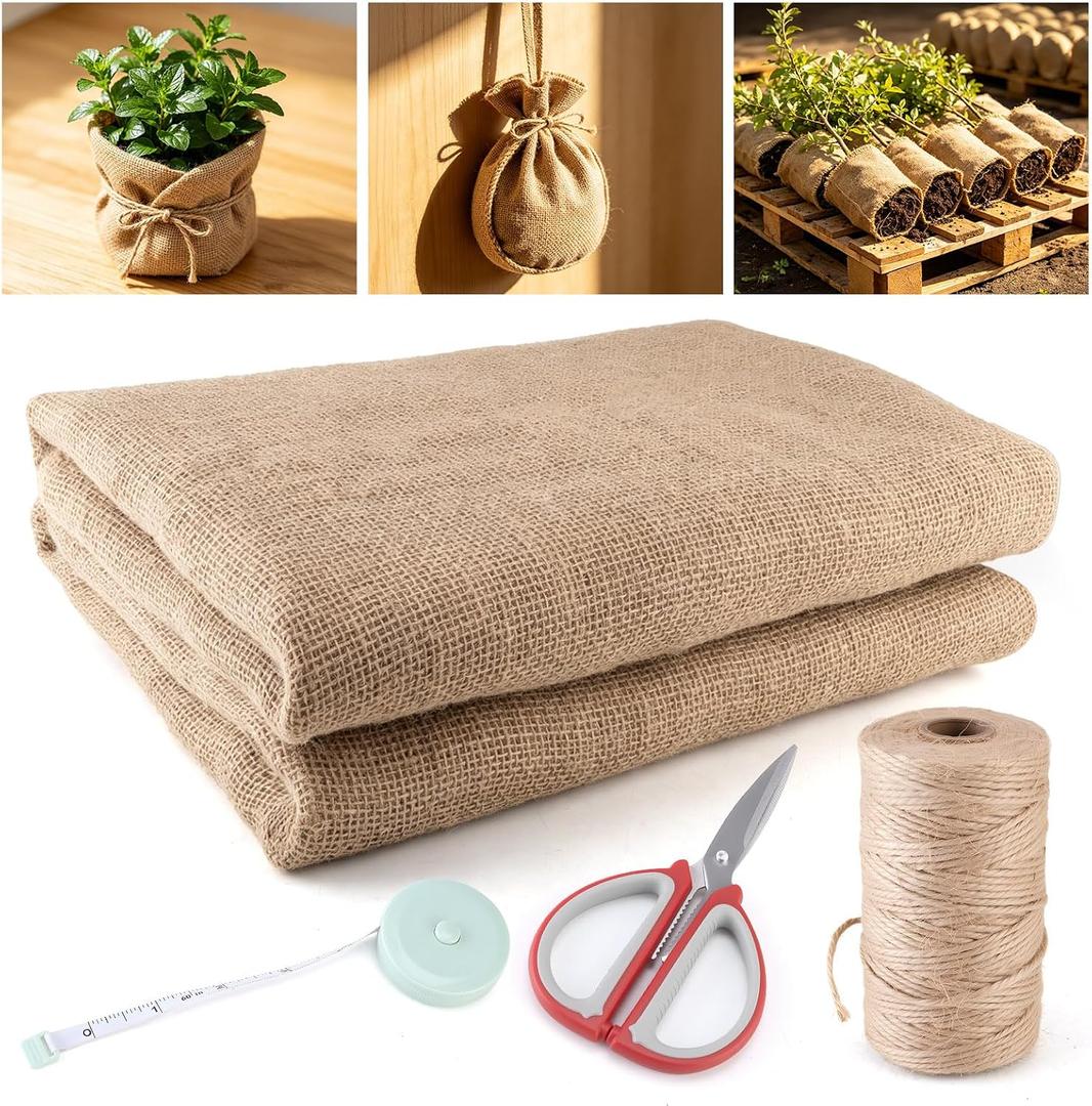 Natural Jute Burlap Roll, 40 Inch x 40 Ft High Density Biodegradable Cloth