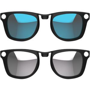 HiBloks 2Pcs Polarized Clip for Ray-Ban Meta Wayfarer RW4008 & Gen 2 RW4012 Large Smart Glasses, Discoloration Clip-on for RayBan Meta Wayfarer Gen 2 Protect Your Eyes, Cool and Fashion (Silver, Blue)