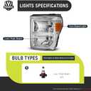 Headlights W/Bulbs for 2011 2012 2013 2014 2015 2016 Ford F250 F350 F450 F550 Super Duty Halogen Headlamp Replacement Driver & Passenger Side