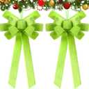 2 Pcs Lime Green Christmas Decorations Big Lime Green Christmas Bow Large Plush Bows for Wreath Tree 16 x 11 Inch Topper Bow Ornament for Xmas Home Front Door Outdoor Garland Decor