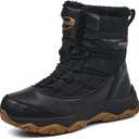 Snow Boots for Women Waterproof Mid-Calf Booties Winter Hiking Boot Durable Warm Fur Lined Boot Non-Slip Climbing Cold Weather Lightweight Shoes (8, Black)