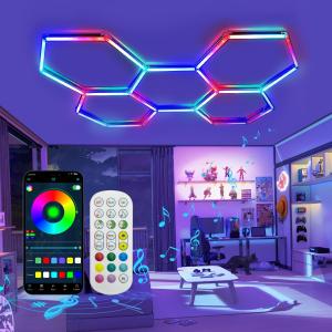 RGB Hexagon Lights, 24 Pack Aluminum LED Garage Ceiling Light with App & Remote Control, 356 Colors Mode/Music Sync, Modular DIY Lighting for Gaming Room, Bedroom, Garage, Streaming Setup
