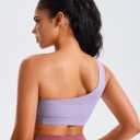 One Shoulder Sports Bras for Women Low Impact Asymmetrical Workout Tops Padded Yoga Right Shoulder Strap Bra (S)
