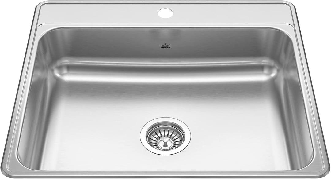 Kindred CSLA2522-7-1N Creemore 25-in LR x 22-in FB x 7-in DP Drop In Single Bowl 1-Hole Stainless Steel Kitchen Sink, 25" x 22"