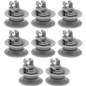 8Pcs Dishwasher Upper Wheel Assembly 611475 Replacement for Bosch Dishrack Upper Rack Wheel Replace# bsh-00611475 1559847 AH3477735 AH8727387 Grey (Upper Rack Wheel)