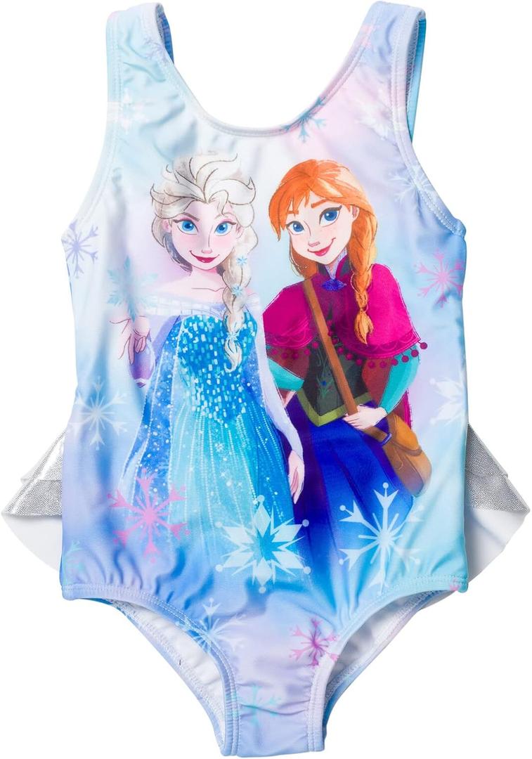 Disney Frozen Girls UPF 50+ One Piece Bathing Suit (4T, Multicolor)