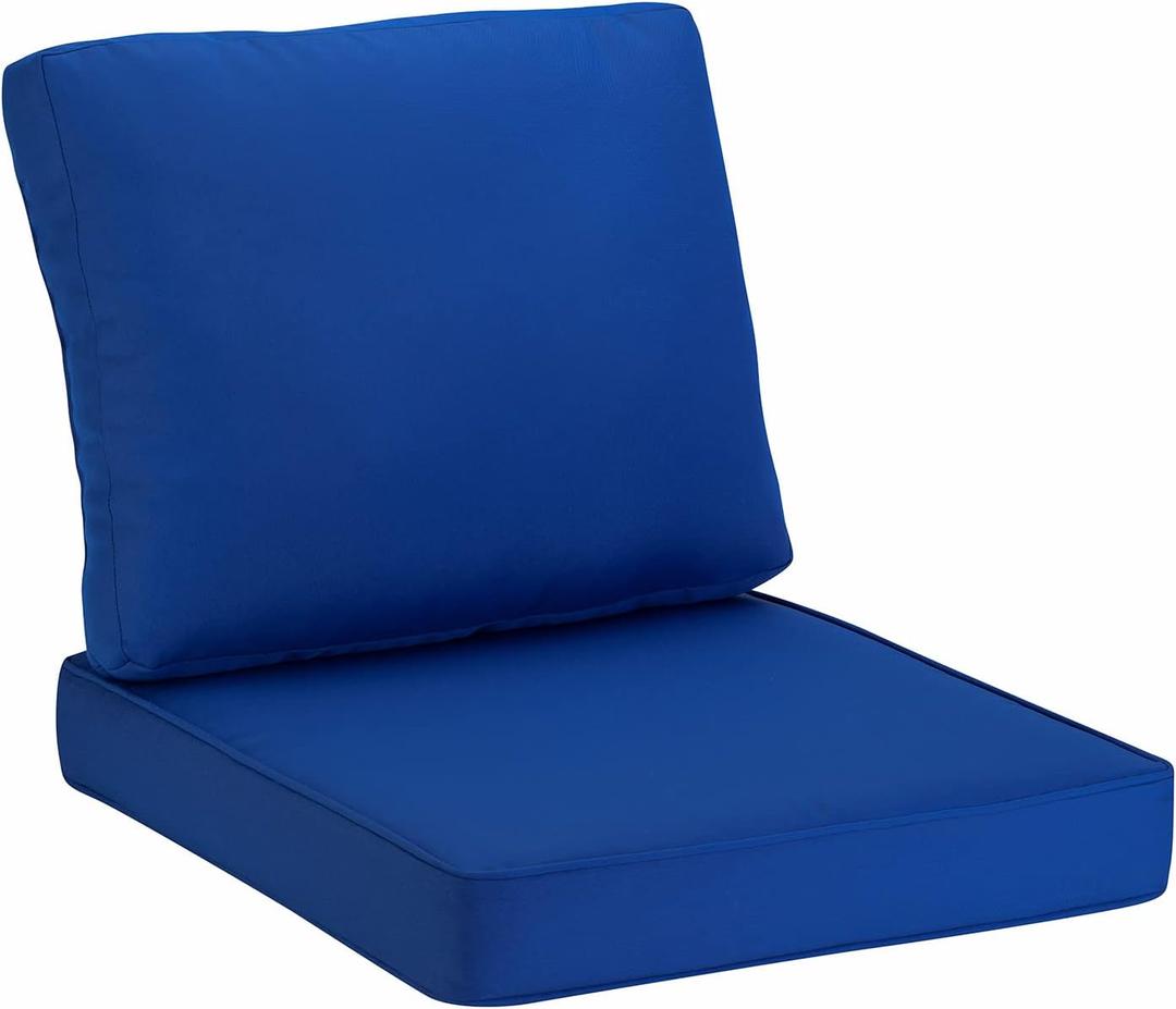 JMGBird Outdoor Seat/Back Chair Cushion Tufted Pillow, Indoor Deep Seat Chair Cushion Set 22"x22" (Sapphire Blue)