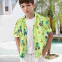 APTRO Boy's Hawaiian Shirt Tropical Beach Casual Summer Shirt, 8-9T (Green)