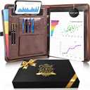 Leather Portfolio for Men and Women  Business Binder Portfolio, Professional Organizer for Men and Women, Christian Gifts, Laptop & iPad Case, Bible Notepad Holder (Brown)