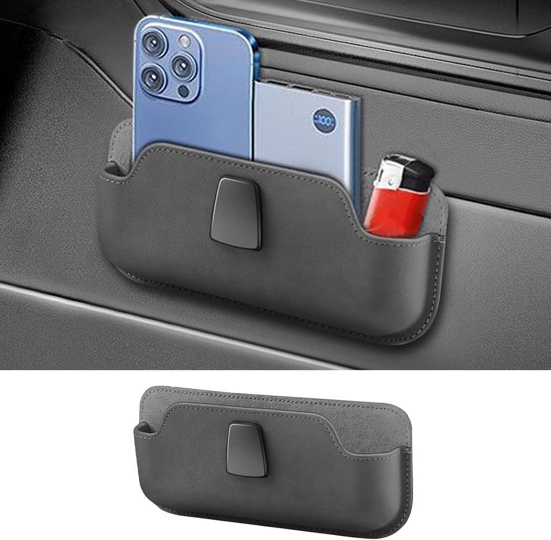 2 x Car Side Pocket Organizer, Adhesive Car Organizers And Storage, Car Glass Holder Stores Small Items Such As Phones, Cosmetics, Coins, Glasses, Keys. Can be Pasted Anywhere (Gray)