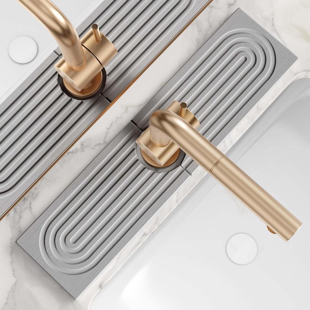 Eormoe Kitchen Sink Faucet Mat - 15.7in Diatomite Sink Protectors for Kitchen Sink, Stone Sink Splash Guard for Kitchen Counter Sink Accessories (Grey, 15.7'' x 3.9'') (Gray)