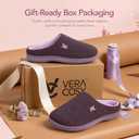 VeraCosy Women's Two-Tone Slippers Soft Comfy Knit Memory Foam Non-slip Indoor Outdoor House Shoes (Purple, M)
