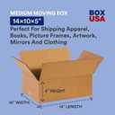 BOX USA Shipping Boxes 14"L x 10"W x 5"H 25-Pack Flat Corrugated Cardboard Box for Packing, Moving and Storage