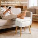 Shinoske Vanity Stool with Storage,White Faux Rabbit Fur Small Makeup Chair for Teenager,Storage Ottoman with Folding Back,Modern Footstool with 4 Solid Wood Legs for Bedroom,Living Room,Home Office