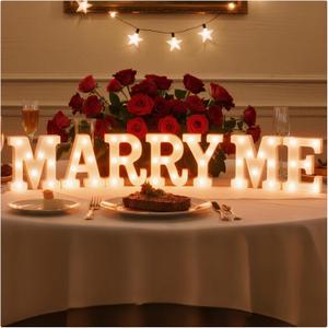 Marry Me Light Up Letters LED Marry Me Sign for Proposal Decorations Battery Operated Warm White Letter Sign for Proposal