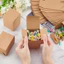 BENECREAT 60PCS Gift Boxes Brown Paper Boxes Party Favor Boxes 2.5 x 2.5 x 3 Inches with Lids for Gift Wrapping, Wedding Party Favors