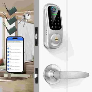 Yosimika Smart Locks for Front Door, Fingerprint Keyless Entry, App Control Biometric Door Lock Set, Electronic Digital Touchscreen Keypad Deadbolt, Easy Install, Auto Lock, Satin Nickel