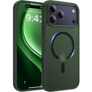 Magnetic for iPhone 17 Pro Case, [Anti-Slip] [Military-Grade Drop Protection] [Camera Protection] Skin-Friendly Slim Matte Shockproof Protective for iPhone 17 Pro Phone Case, Forest Green