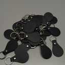 PATIKIL Leather Key Fob Kit, 20 Pack PU Leather Key Fob Blanks with Rivets and Key Rings DIY Keychain for Laser Engraving Leather Making, Black