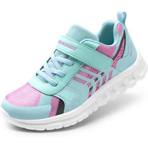 DREAM PAIRS Girls Boys Shoes Kids Tennis EZ-Ons Quicksteps School Sneakers Breathable Running Athletic Shoes (4 Big Kid, Mint Green/Pink)