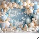 7x5ft Hot Air Balloon Backdrop Blue Sky White Clouds Butterfly Gift Photo Backdrops for Photography Newborn 1st Happy Birthday Party Decorations Wedding Bridal Space Travel Party