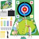 Jovizo Golf Chipping Game with Double-Sided Mat, 2 Adjustable Golf Clubs, 20 Sticky Balls, Outdoor Indoor Family Toss Game, Sport Toy Birthday Gift for Kids Adults