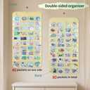 PACMAXI Hanging Sticker Display Organizer, Double-Sided 80 Pocket Sticker Storage, Portable Wall-Hanging Sticker Holder for Vendors, Collectors, and Crafters (Beige)