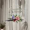 Ramadan Kareem Wreaths for Front Door, Eid Al-Fitr Artificial White Flowers Hanging Ramadan Door Wreath, Islamic Ramadan Decorations for Home Party (Pink)