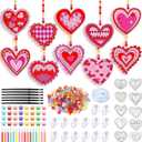 Sonwyoung 30 Sets Valentine's Day Suncatchers Craft Kits, DIY Heart Glow in The Dark Suncatcher Kits Stained Glass Window Paint Art for Valentines Activities Art and Craft Party Favors