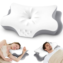 Cervical Neck Pillow for Pain Relief – Ergonomic Memory Foam Pillow for Side Sleeper Contour Orthopedic Bed Pillow for Neck Support with Cooling Cover – Ideal Christmas Birthday Gift for Women Men