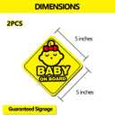 9 x 2-Pack Baby On Board Sign Stickers - Cute & Essential Baby Gift - Bright Yellow, Safety Signs for Car, Truck, Van, Bumper - 5"x5" (Quiet baby-G)