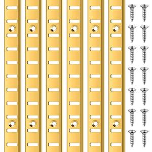 Yaocom 6 Pcs 36 Inch Shelf Pilaster Metal Mortise Mount Pilaster Strip Adjustable Shelf Standards for Wall Shelving System Closet Organization Storage (Brass)
