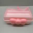 Cute Hair Accessories Organizer 3-Layers Kids Jewelry Storage Box Plastic Hair Accessories holder for Girls (Pink, 10.8 x 5.7 x 5.9 Inch)