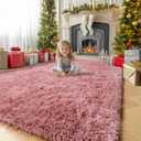 Amdrebio Blush Pink Area Rugs for Girls Bedroom, Fuzzy Furry Fluffy Kawaii Rugs for Kids Room Playroom, Shaggy Small Fur Plush Shag Carpet for Nursery Dorm Classroom, Cute Dusty Rose Mauve Rug 4x6