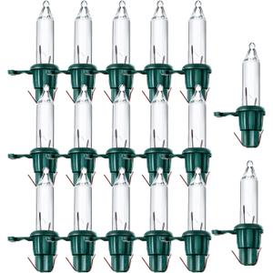 Mudder 200 Count Replacement Christmas Tree Light Bulbs 2.5v 0.425 Watt Mini Replacement Light Bulb Incandescent Wire String Lights Prelit Xmas Tree Decoration(Green Base with Warm White Bulb)