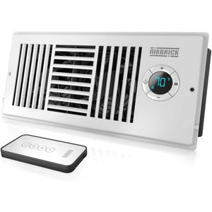 Smart 4" x 10" AC Vent Register Booster Fan with Remote Control and Thermostat. Enhances HVAC Airflow for Heating, Cooling in Bedroom and Other Rooms, for Wall and Floor Register, White