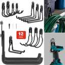 Wallmaster Garage Hooks Organizer Kit,12 Pack Adjustable Heavy Duty Shelving Hook,Wall Mount Utility Steel Garage Organization (Black)