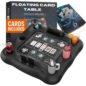 Premium Floating Drink Holder for Pool, Hot Tub Accessories for Adults - Holds Up to 50 LBS - Fun Swimming Pool Accessories for Adults, Cool and Unique Drink Floaties (Poker Table)
