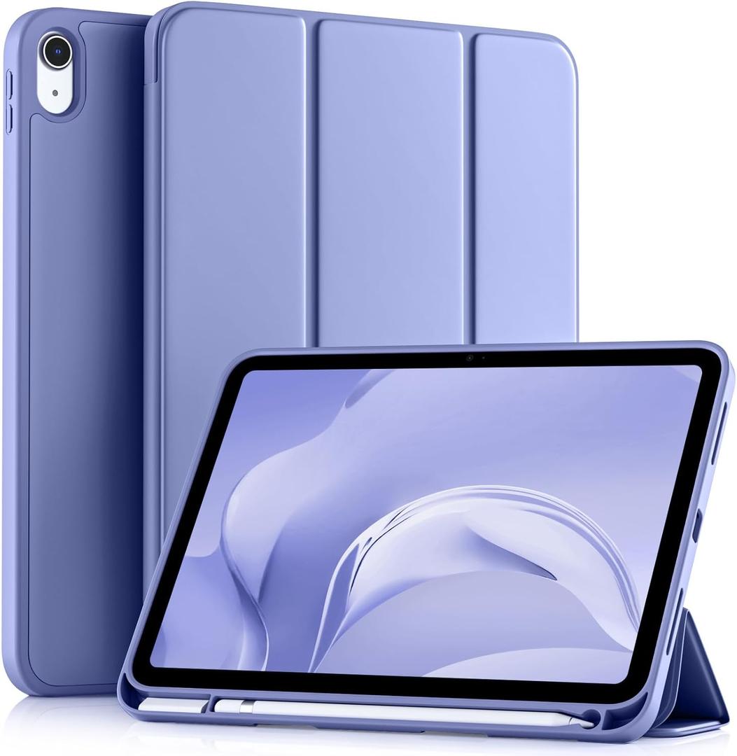 Akkerds Compatible with iPad (A16) 11th Generation Case 11 Inch 2025, for iPad 10th Generation Case 10.9 Inch 2022 with Pencil Holder, Slim Trifold Stand Protective Cover with Soft TPU Back,BluePurple
