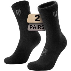 Alpaca Wool Midweight Micro Crew Socks Moisture Wicking Anti-blister Merino Hiking Breathable Cushioned Work (Medium, Classic Black)