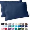 Bare Home Microfiber Pillow Cases - Standard/Queen Size Set of 2 - Cooling Pillowcases - Double Brushed - Dark Blue Pillowcases 2 Pack - Easy Care (Standard Pillowcase Set of 2, Dark Blue)